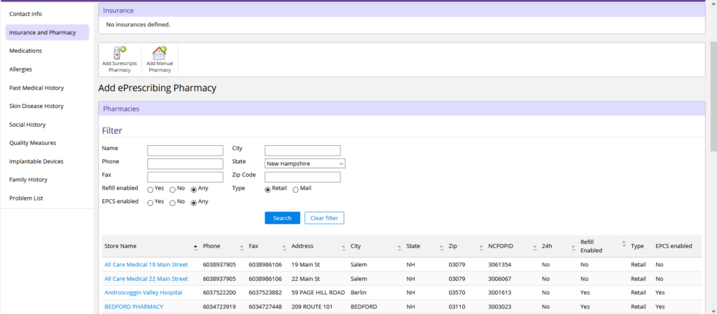 Patient Portal Add Surescripts Pharmacy