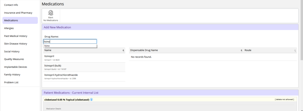 Patient Portal Add Medication